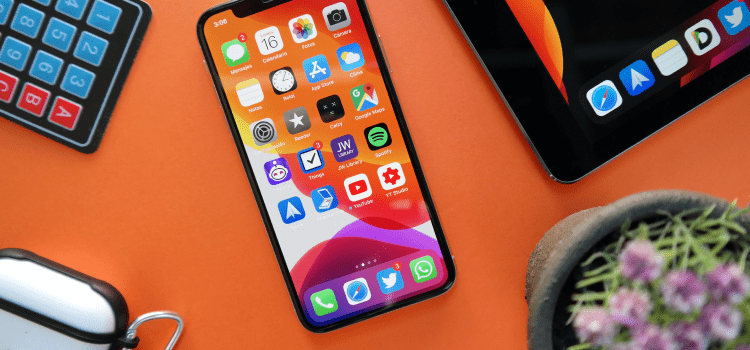 phone on orange desk