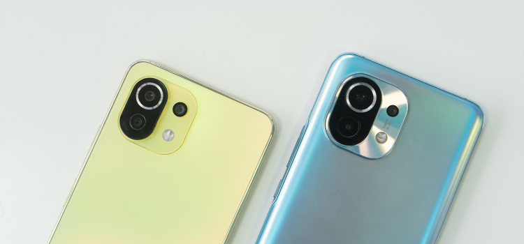 two bright smart phones side by side