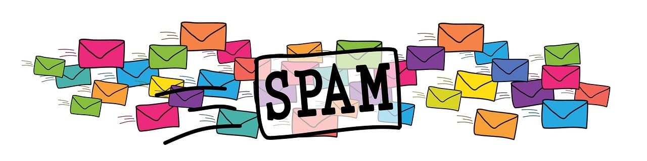 Spam written over email icons
